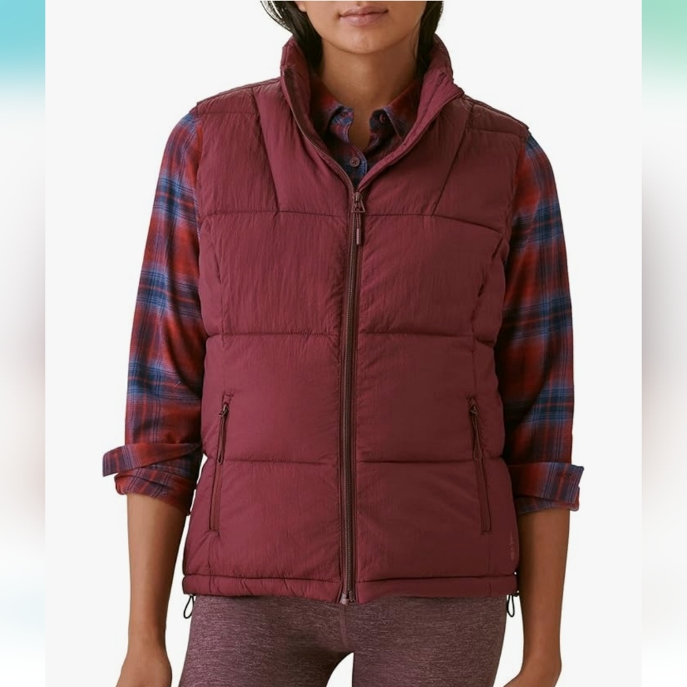 Bass Outdoor Women Puffer Vest Fig Wine Red Quilted Zip Front BA62V601 Size M